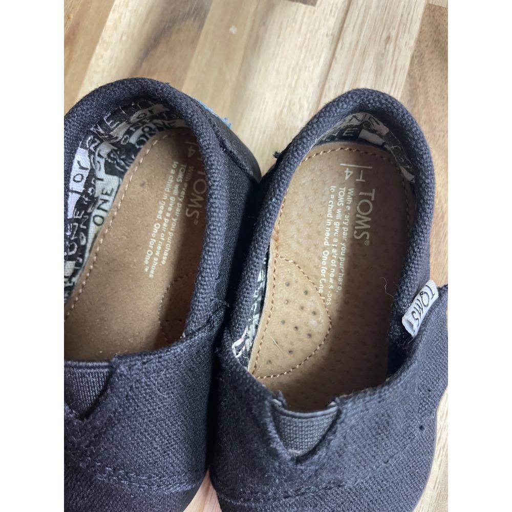 TOMS Toddler Classic Alpargata Black Canvas Slip On Shoes Size T4 - Picture 7 of 8